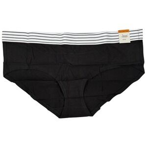 Jenni Intimates Women Black Core Panty Briefs Size 3X Striped Waistband